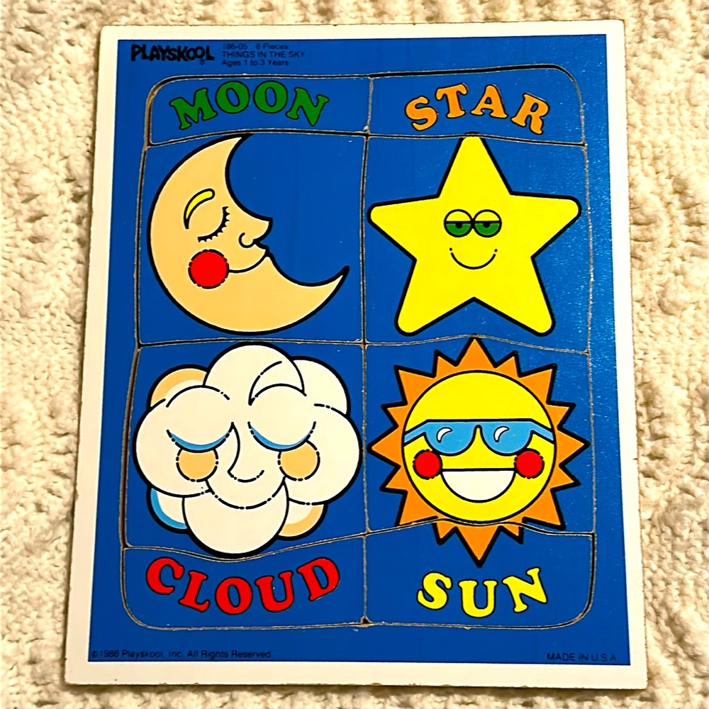 Vintage Playskool Things in the Sky Puzzle ~186-05~ 8 Pieces